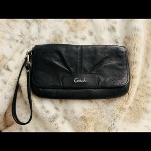 Black Leather Coach Wristlet